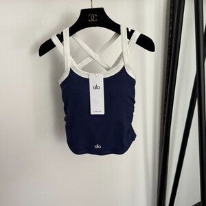 Alo new cross-back tank top with built-in bra pads
